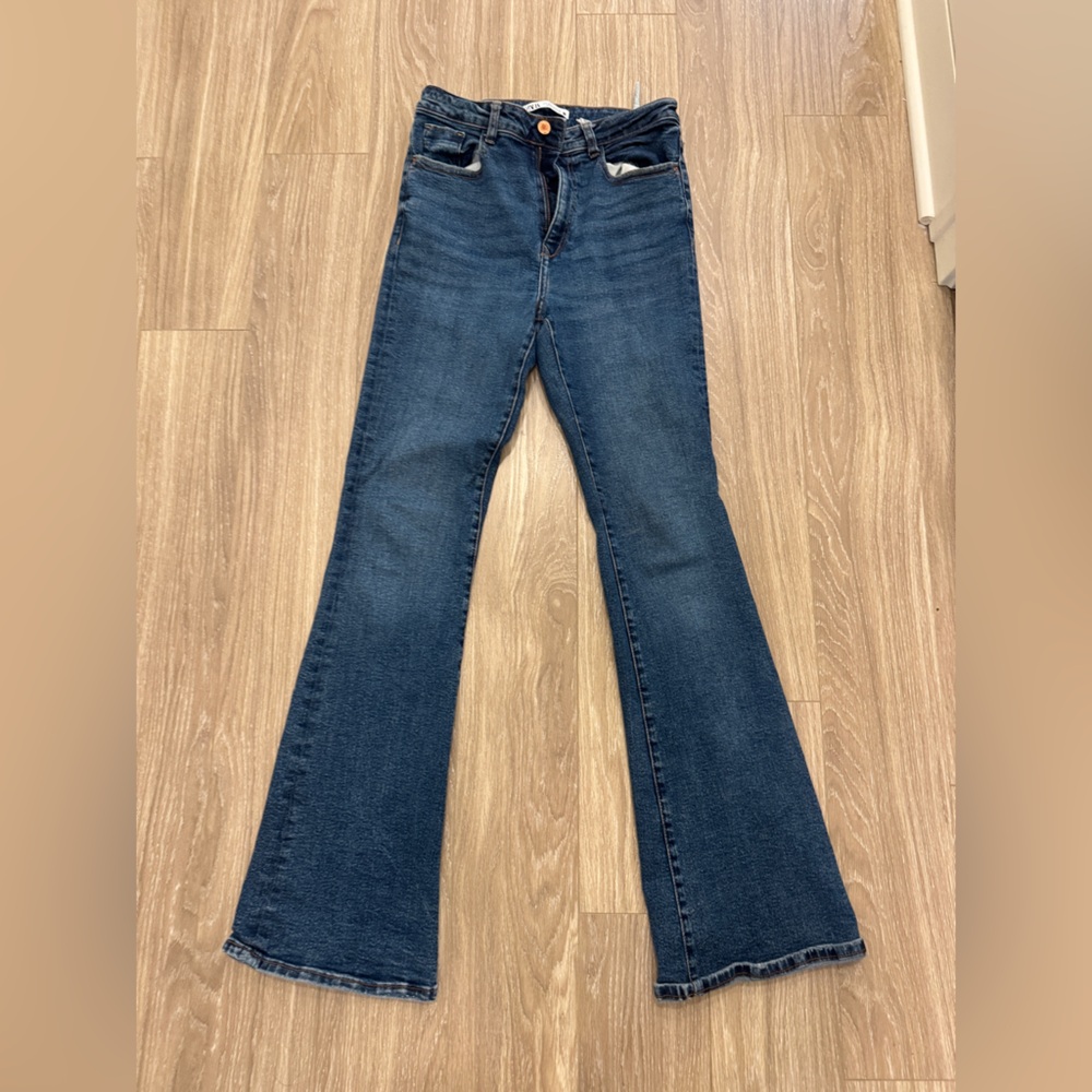 Zara Dark Blue Flare Leg Jeans